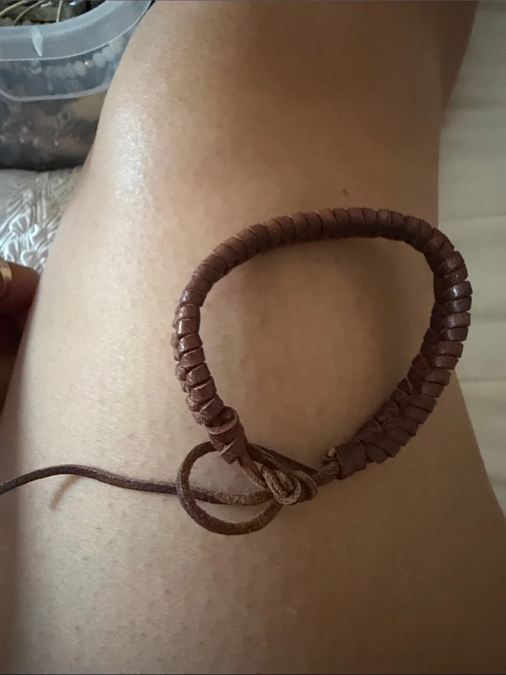 Handwoven Brown Leather Wrap Bracelet - Unbranded